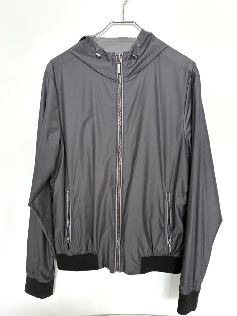 MOORER men's grey windbreaker luxury jacket reversible hooded sz 50 (M) NWOT - Picture 1 of 12